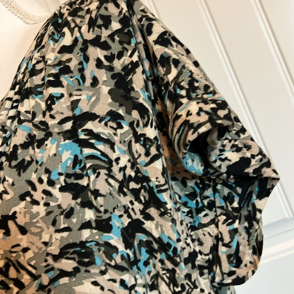 NWT Loft Dress Large Petite LP black blue abstract career business casual soft - Picture 10 of 16